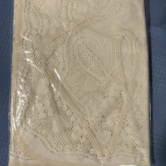 VTG 90'S Leart Beige Laced with Hearts & Flowers Design Bib Apron OS NEW - Picture 2 of 4